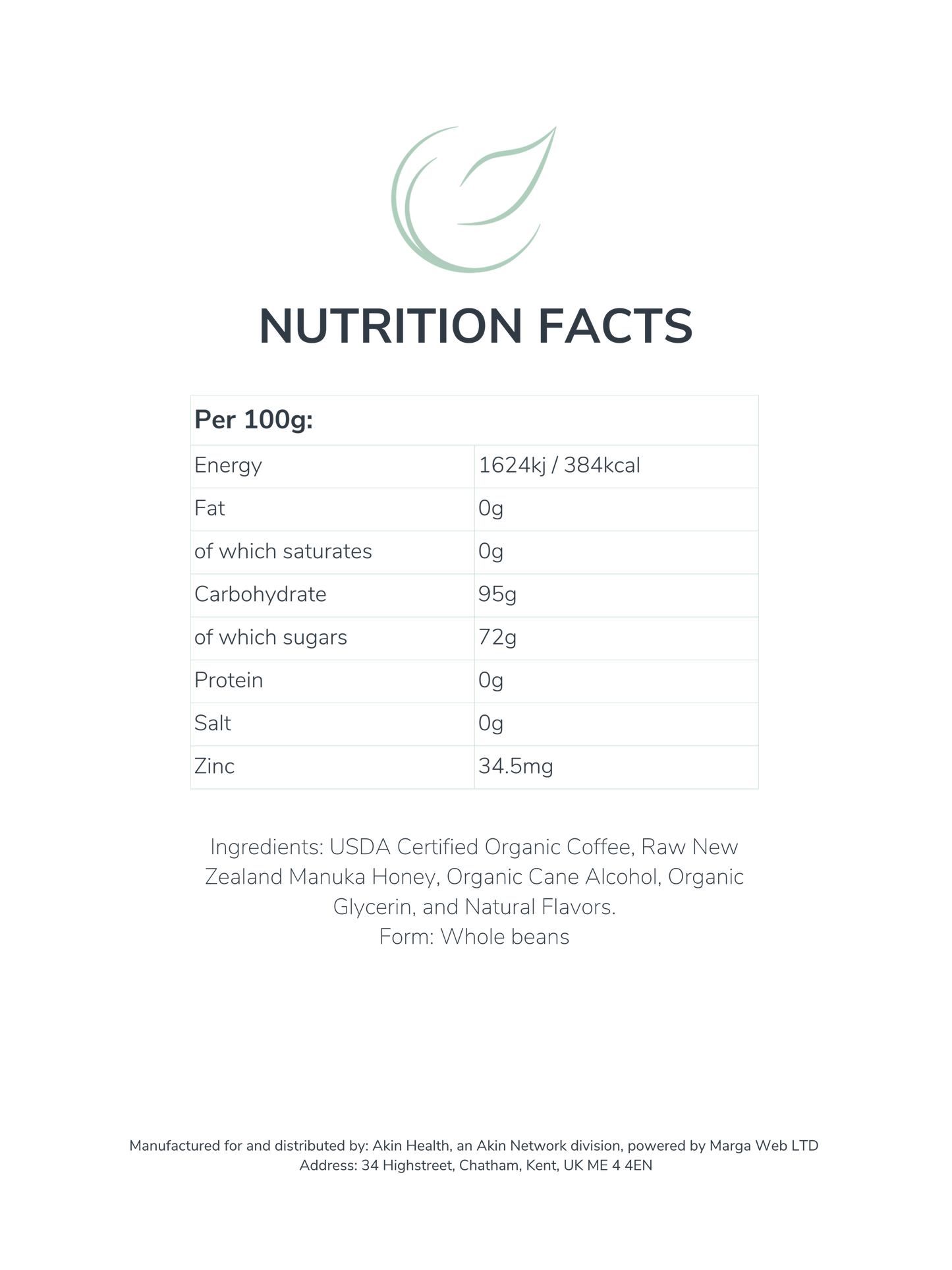 "The dreamer in you" manuka honey coffee, 16oz