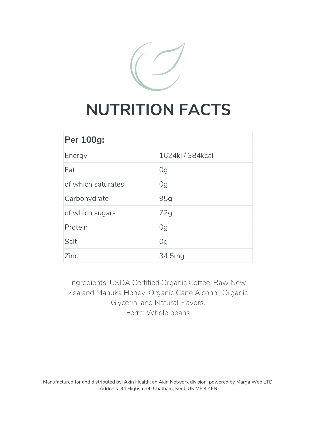 "The dreamer in you" manuka honey coffee, 4oz