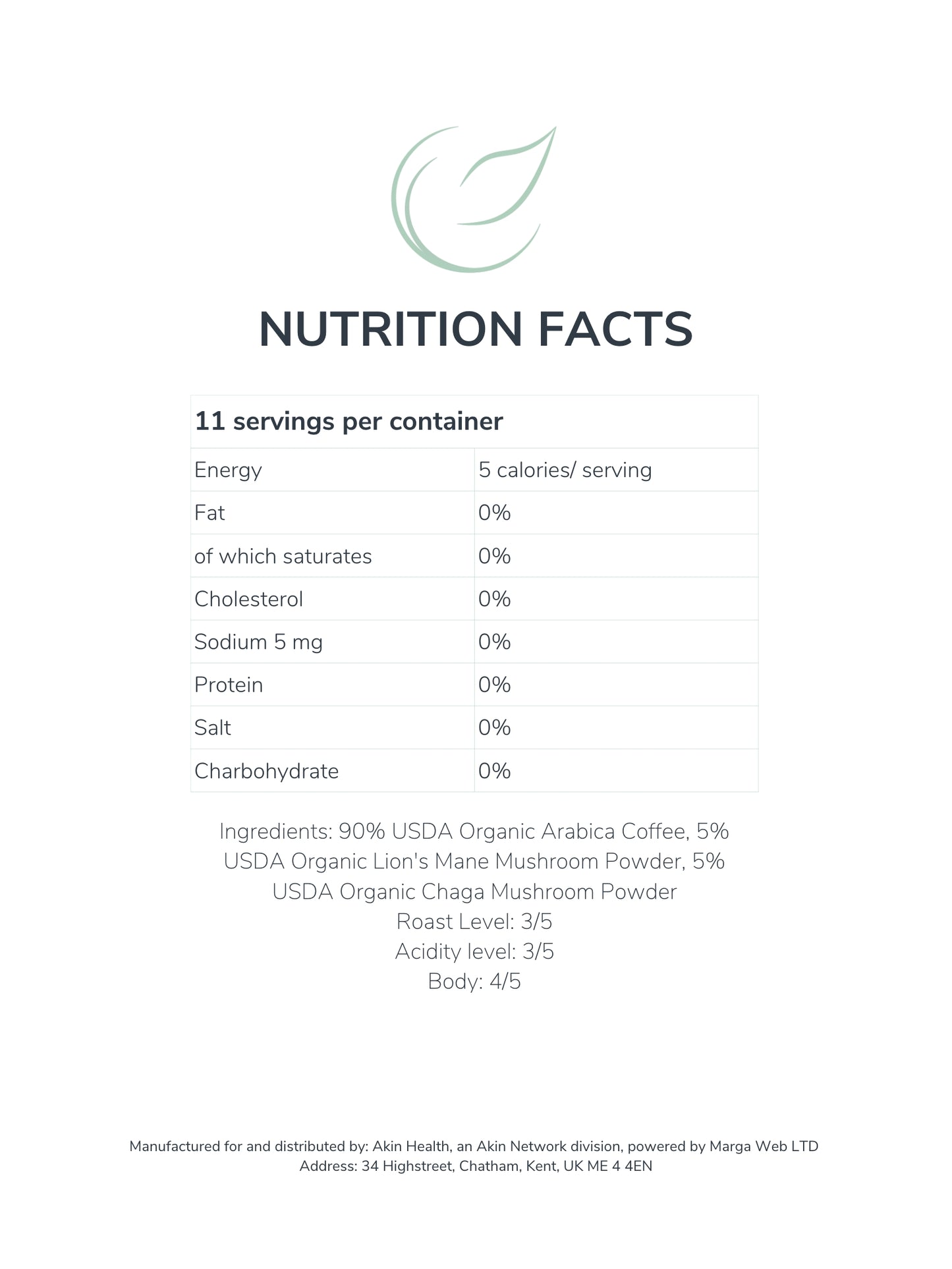 "The dreamer in you" mushroom coffee fusion, 4oz